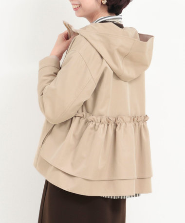 ［OUTLET限定 TIME SALE！］バックフリル クリアナチュラルストレッチブルゾン