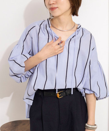 ウォッシャブルドビーストライプブラウス