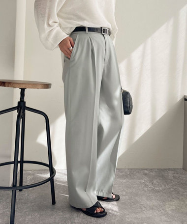 スラブツイルタックスラックスパンツ