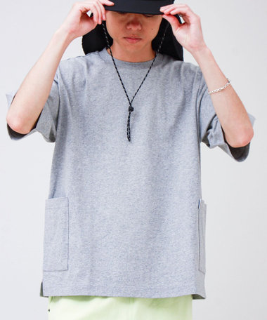 バックステッチ サイドポケット クルーネックTシャツ