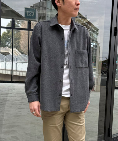 メランジカノコ　レギュラーカラーシャツブルゾン