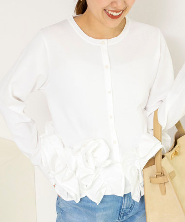 【WEB限定】ウォッシャブルフラワーモチーフカーディガン