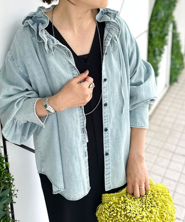 【追加】【RM denim】フリルギャザーデニムブラウス