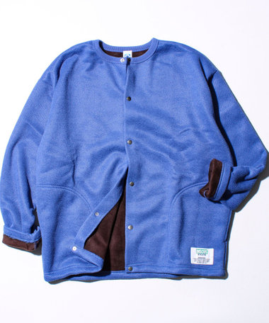 【DISCUS】UNISEX インレイ裏シャギーボンディング配色 クルーカーデ