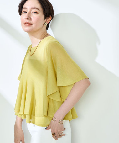 シアーティアードプルオーバーニット