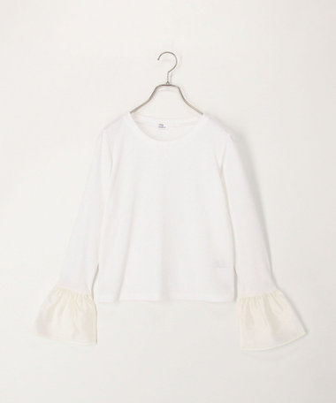 異素材フリル袖リブカットソー