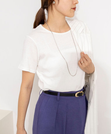 ウォッシャブルバックデザインリブＴシャツ