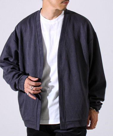 【カーディガン＋ロンT セットアイテム】ふくれジャガード カーデアンサンブル