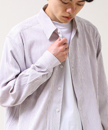 【清涼感のある表情】ストライプレギュラーカラーシャツ