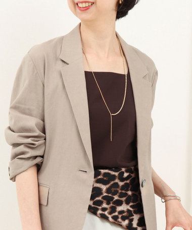 スクエアネックサテンドッキングタンクトップ