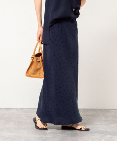 ウォッシャブルドットプリントナロースカート