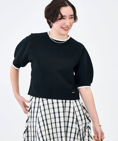 《手洗い可能》ホールガーメントパフスリーブニットＴ