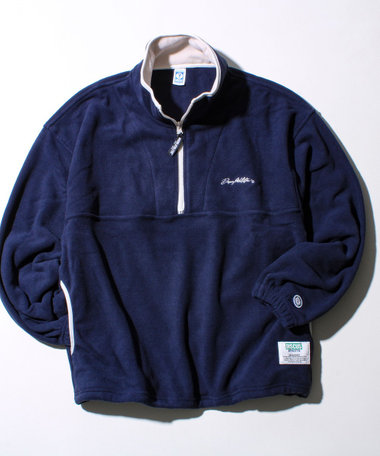 【DISCUS】UNISEX フリースパイピング配色 ハーフZIPプルオーバー