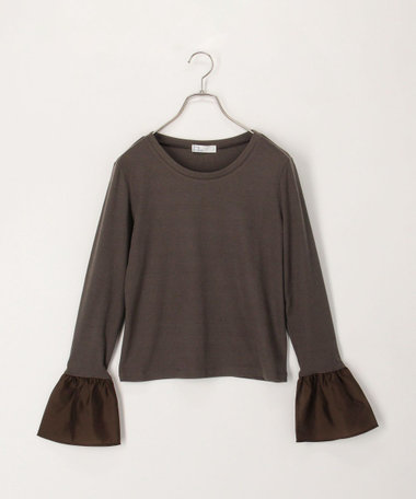 異素材フリル袖リブカットソー