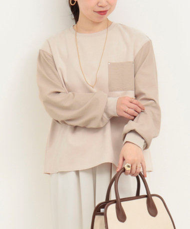 ダブルフェイスフェイクスエードブラウス