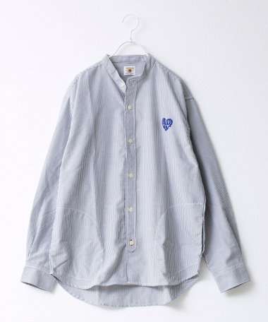 【FREDYMAC/フレディマック】フロッキープリント バンドカラーシャツ