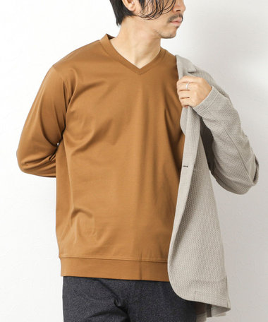 《ビジカジ対応》シルケットスムースドレスL/S V Tシャツ 25AW