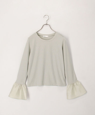 異素材フリル袖リブカットソー
