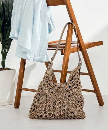 ラメ混透かし柄ワンショルバッグ