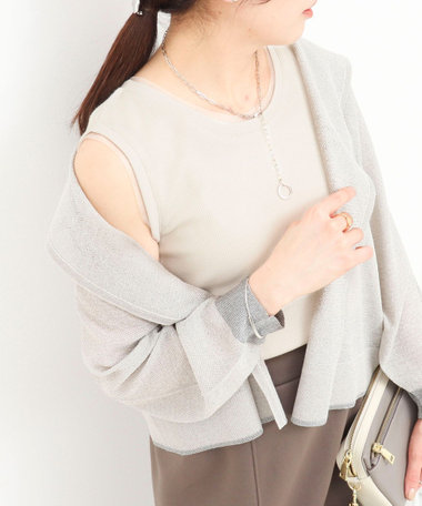 ラメテレコ×チュールタンクトップ