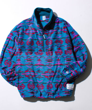 【DISCUS】UNISEX フリースパイピング配色 ハーフZIPプルオーバー