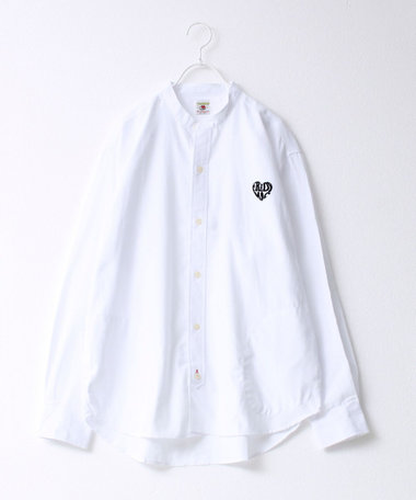 【FREDYMAC/フレディマック】フロッキープリント バンドカラーシャツ