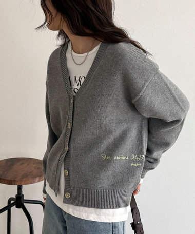 メッセージニットカーディガン