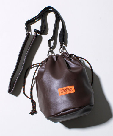 【UNIVERSAL OVERALL】ECO レザー巾着 ショルダーバッグ