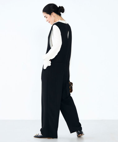 ウォッシャブルVネックサロペット