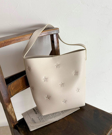 星刺しゅうフェイクレザーワンハンドルバッグ