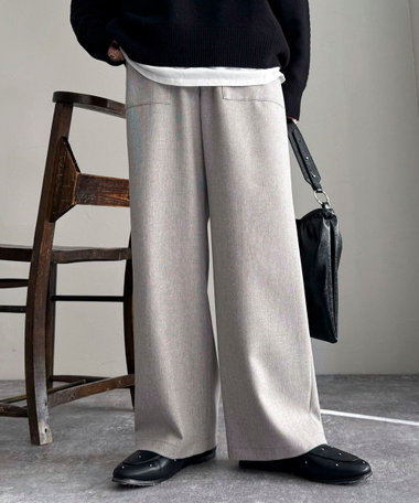 ソフトシャークスキン/チェックイージーパンツ