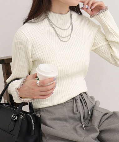 ［FREDY＆GLOSTER限定 TIME SALE！］ワイドリブハイネックニットプルオーバー