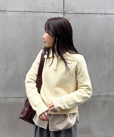 ポロ衿ニットプルオーバー