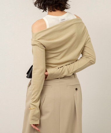 【MAQWEL/マクウェル】ウォッシャブルレイヤードドレープロンＴ