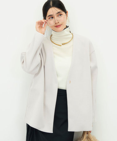 《防シワ/ストレッチ》ウォッシャブルストレッチジャージハオリ
