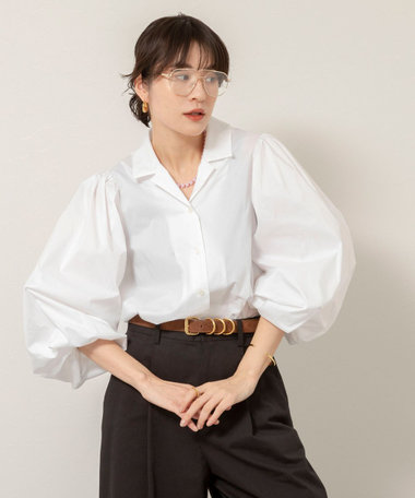 【MAQWEL/マクウェル】ボリュームスリーブ開襟シャツ