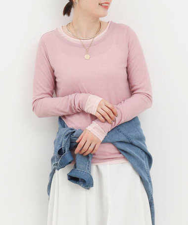 シアーフライス×チュールレイヤードプルオーバー