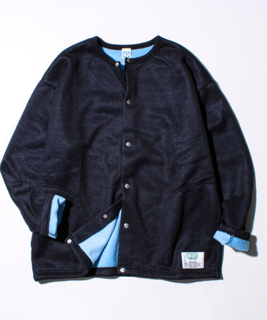 【DISCUS】UNISEX インレイ裏シャギーボンディング配色 クルーカーデ