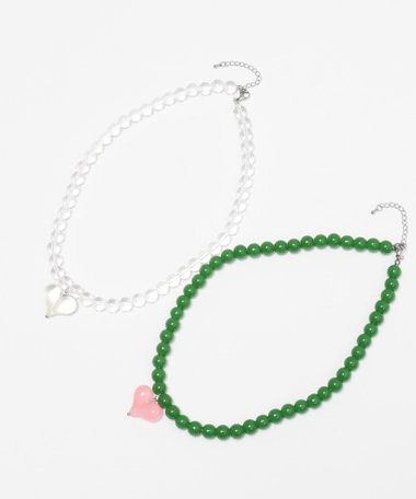 【MAQWEL/マクウェル】ハートトップビーズネックレス