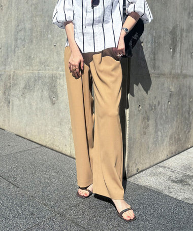 《セットアップ対応》ウォッシャブルイージーツイルセミワイドパンツ