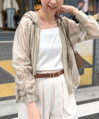 オーガンジーグログランフードブルゾン