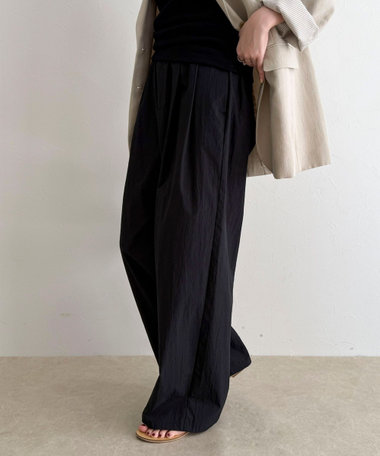 コットンナイロンタックギャザーパンツ
