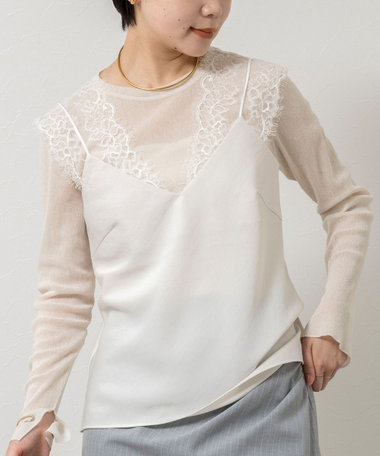 ウォッシャブルVIN-SATIN WITH LACE CAMI