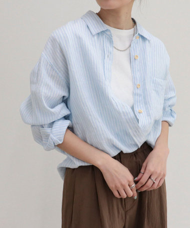 【WEB限定 GW SPECIAL PRICE】LINEN100 2WAYカシュクールシャツ