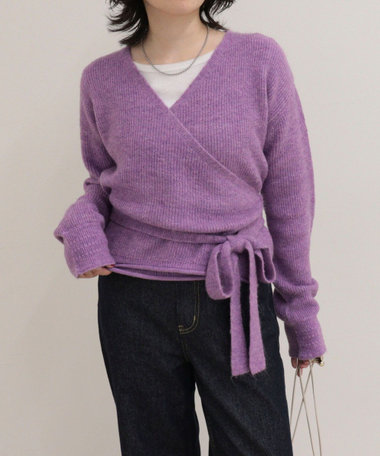 モヘヤ混カシュクールニットプルオーバー