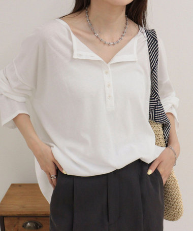 ヘンリー2WAYルーズロンTシャツ