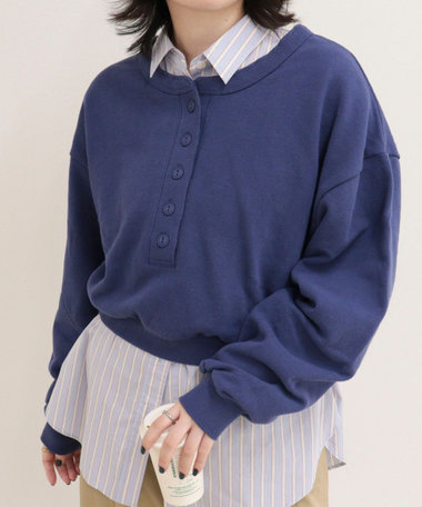 《WEB限定》【DISCUS /ディスカス】フレンチテリークロップドヘンリープルオーバー