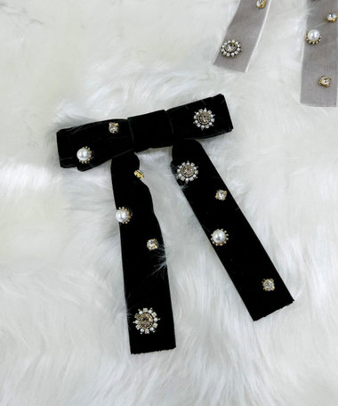 ベロアビジューリボンバレッタ