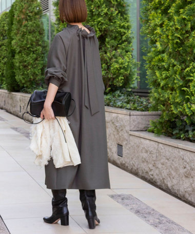 ウォッシャブル2WAYリボンギャザーワンピース