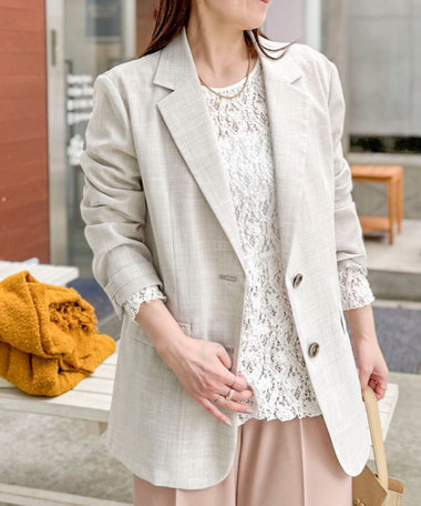 《セットアップ対応》ウォッシャブルリネンライクシアーボイルジャケット